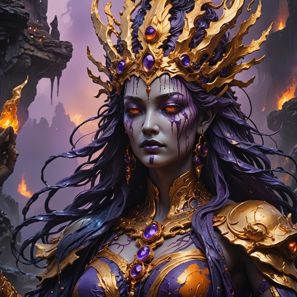 Golden Lavaling Isles Goddess Statue Concept Art