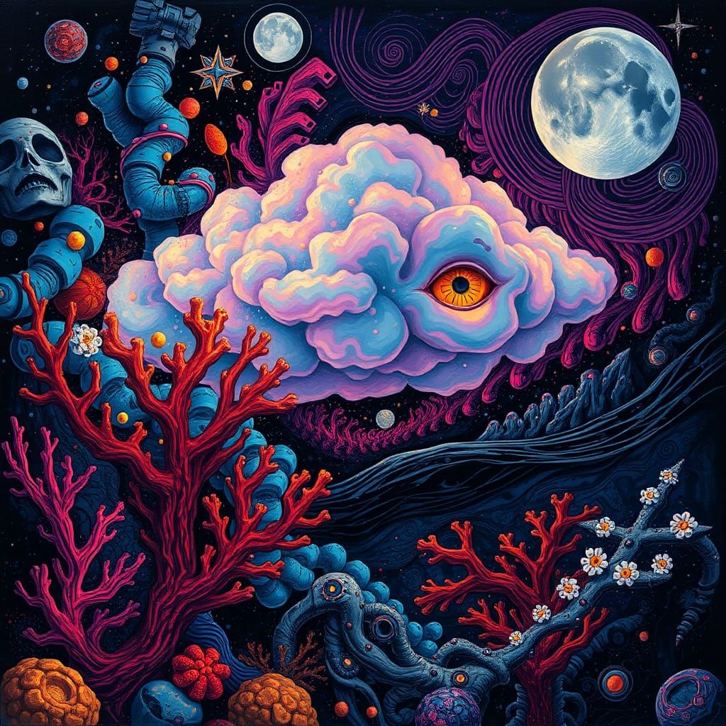 Surreal Anime Corals Dissolve in Abstract Shapes