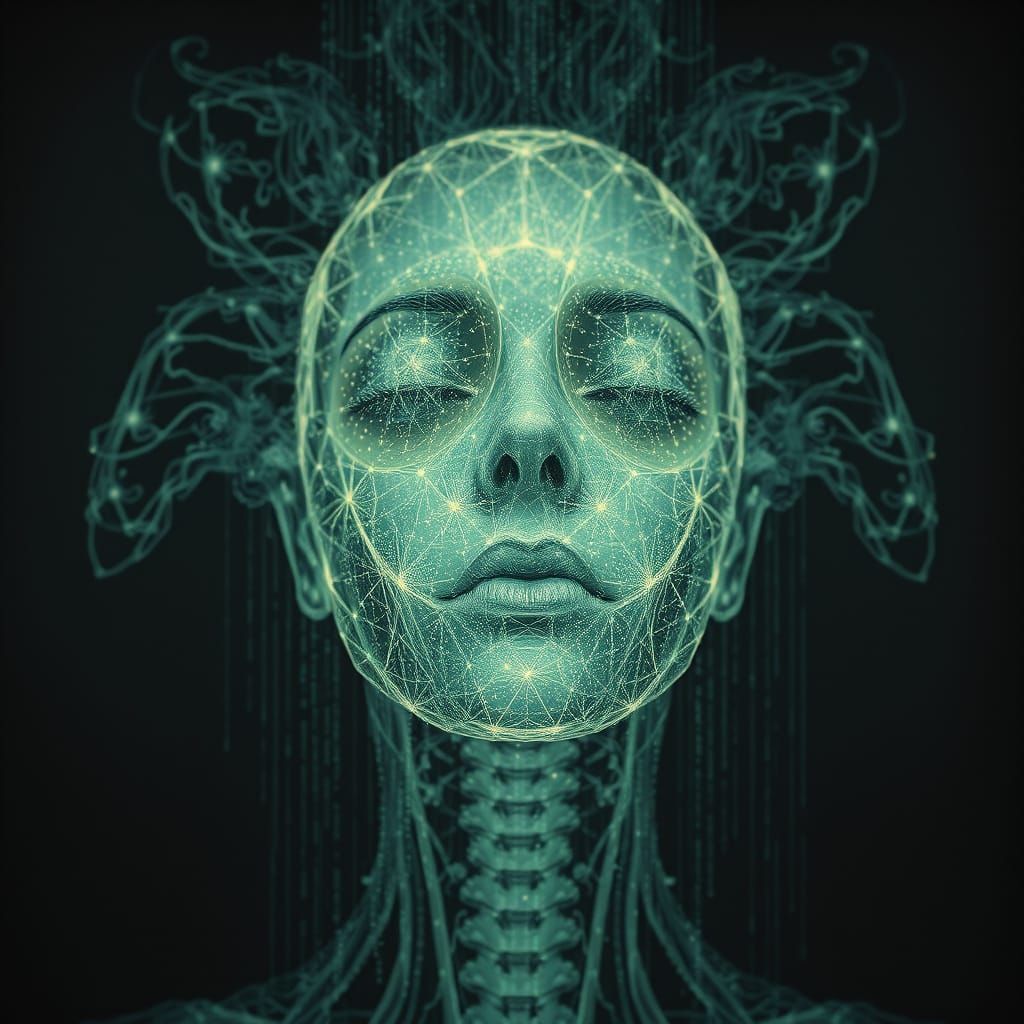 Cyberpunk Woman with Code Overlay