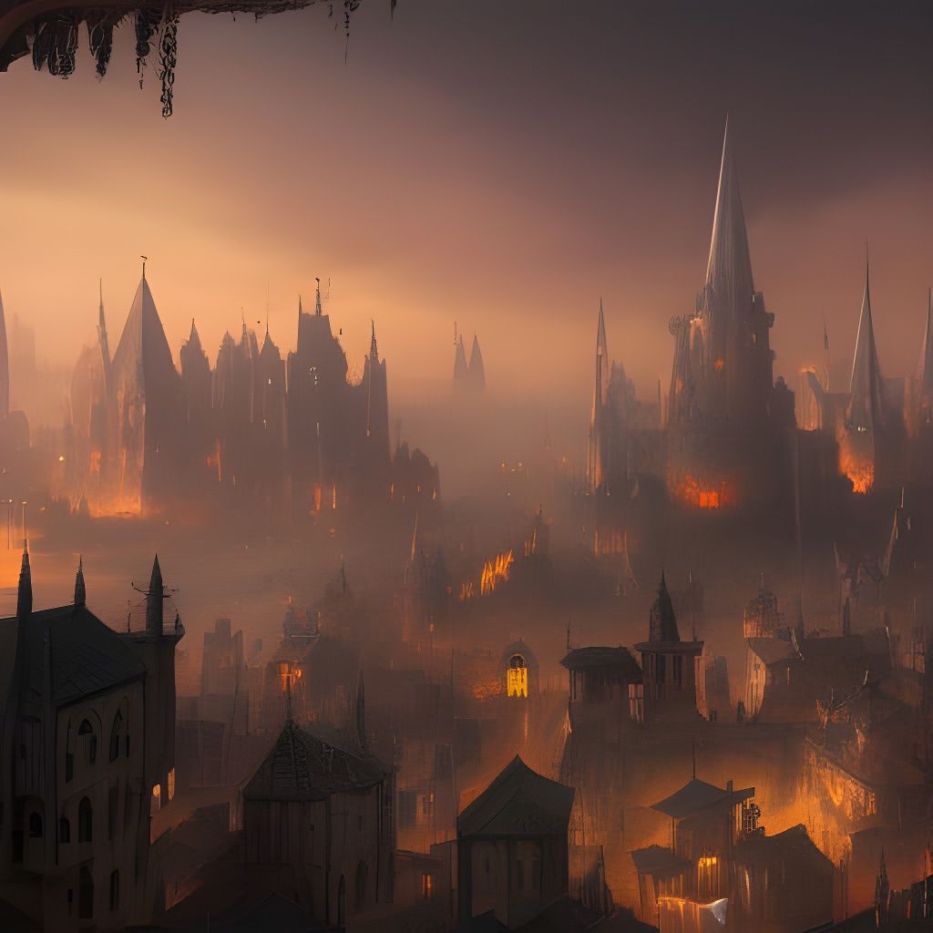 Medieval City at Dawn: Fantasy Concept Art