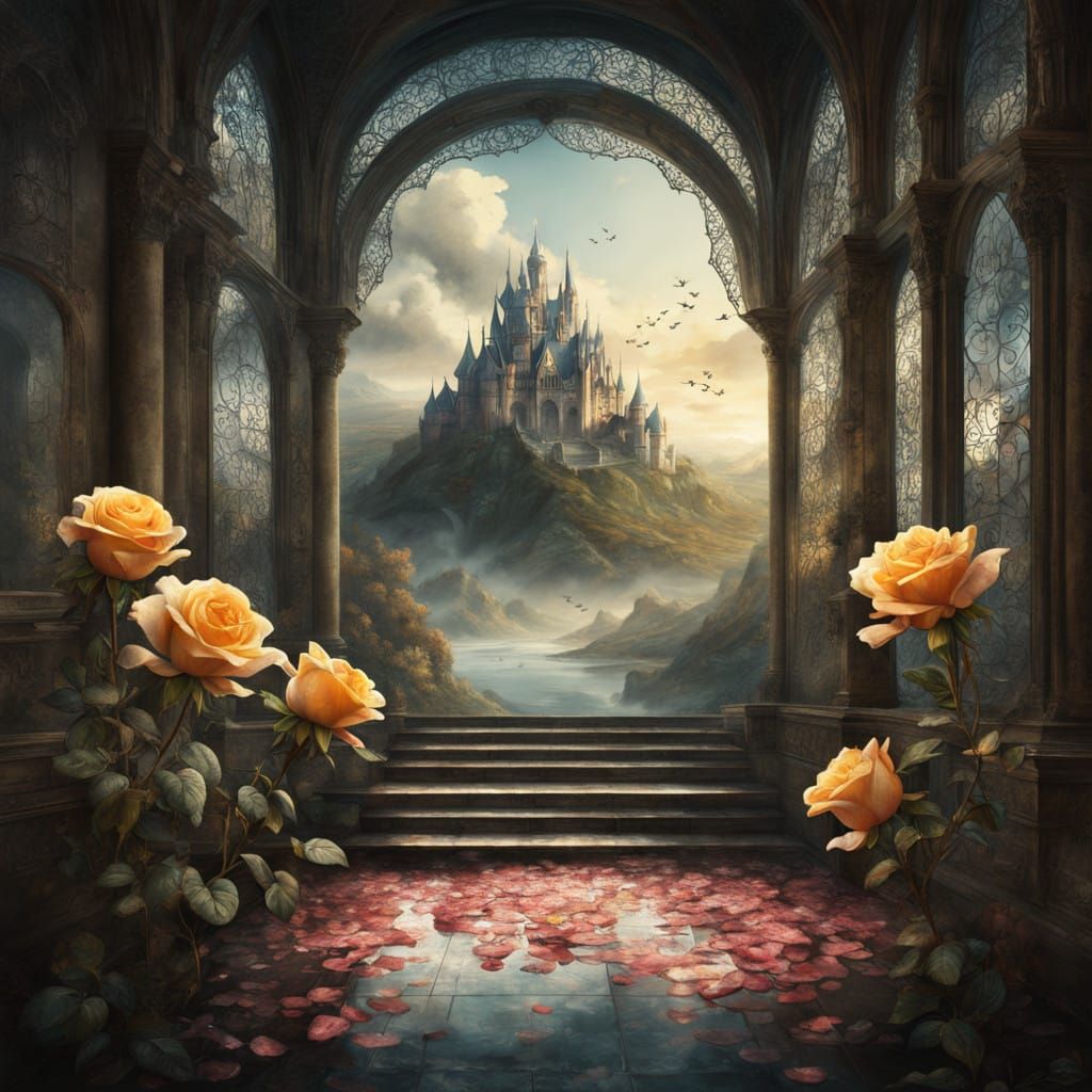 Roses in Elegant Bloom, Double Exposure of Whimsical Beauty