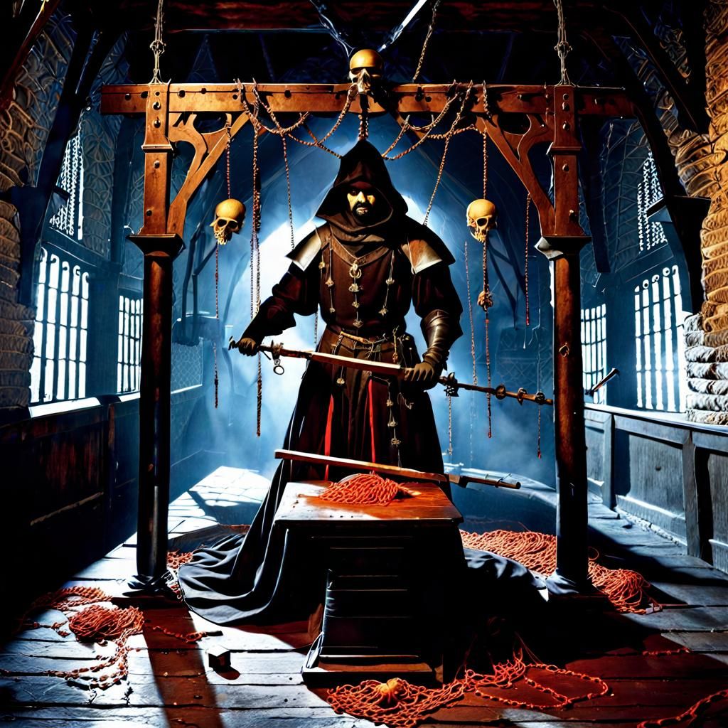 Macabre Medieval Torture Room with Haunting Executioner
