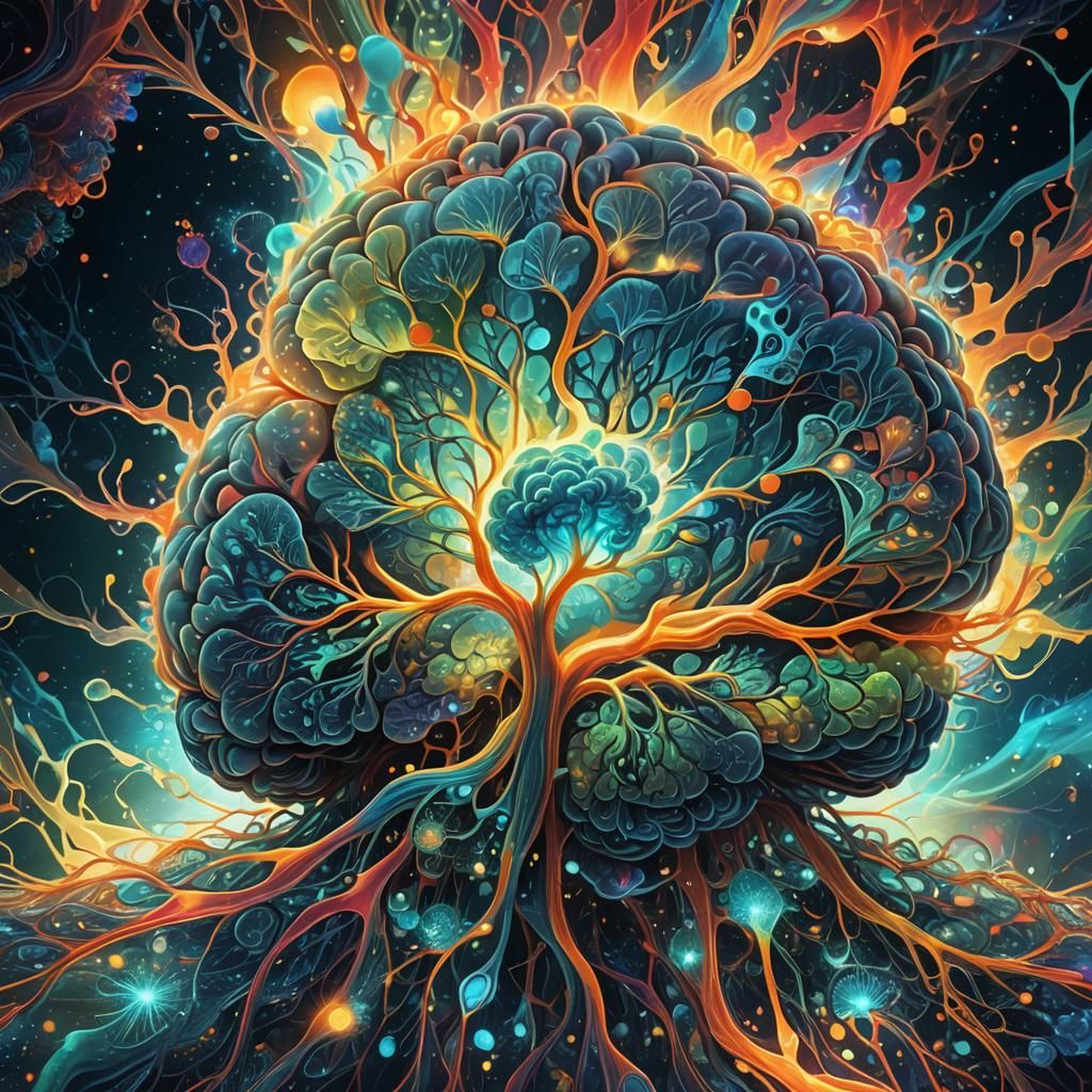 Bioluminescent Brain: Abstract Digital Art Masterpiece