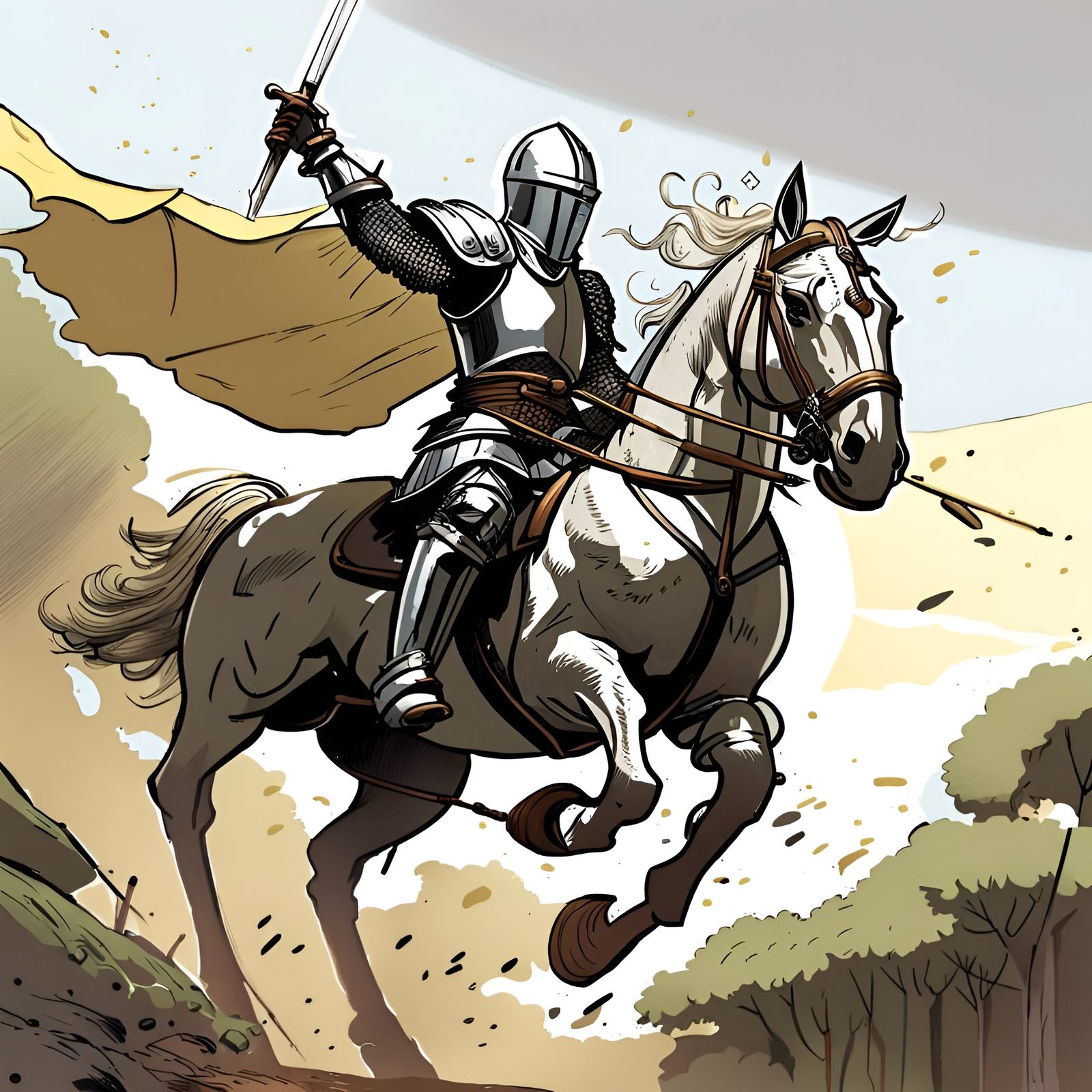 Knight's Charge: Epic Comic Book Illustration