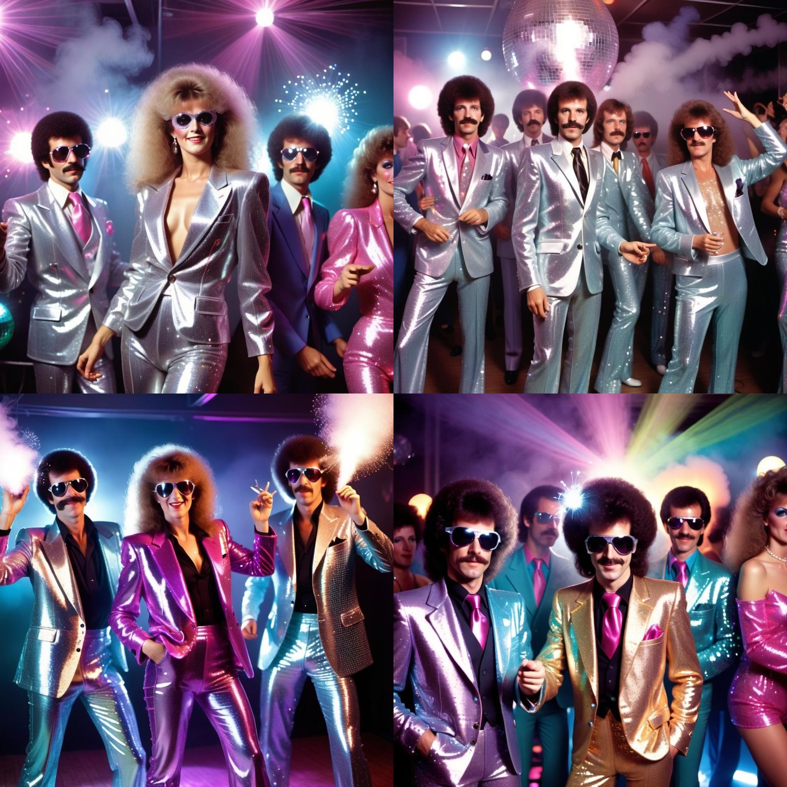 1980s Disco Scene with Glitterballs and Lights