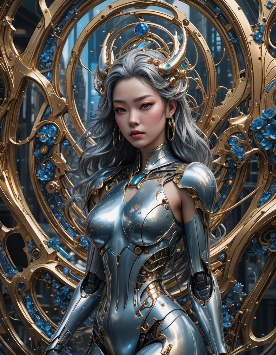 Curvaceous Android Woman in Sorayama Style