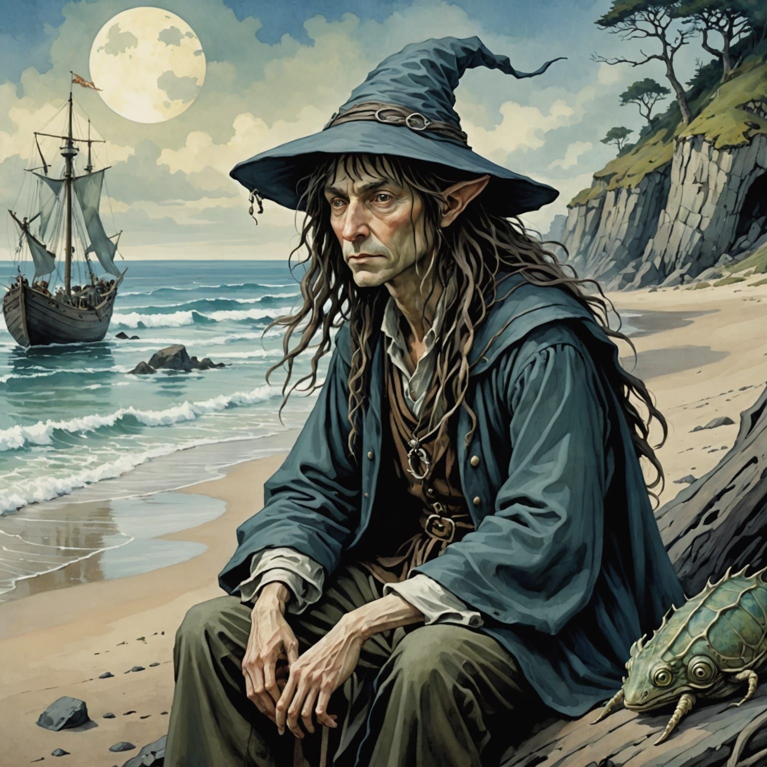 Ethereal Elf on a Mystical Seashore