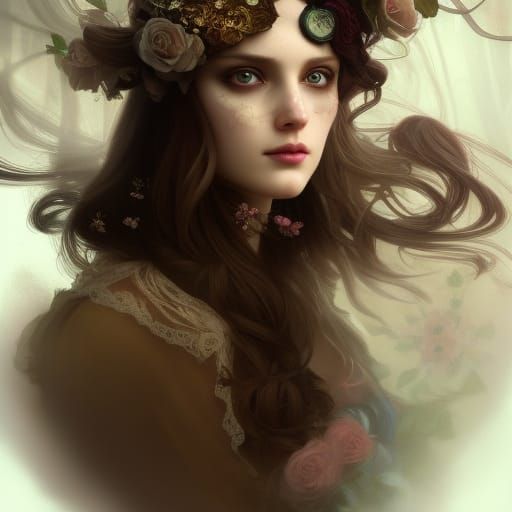 Carousel Princess Portrait in Art Nouveau Style