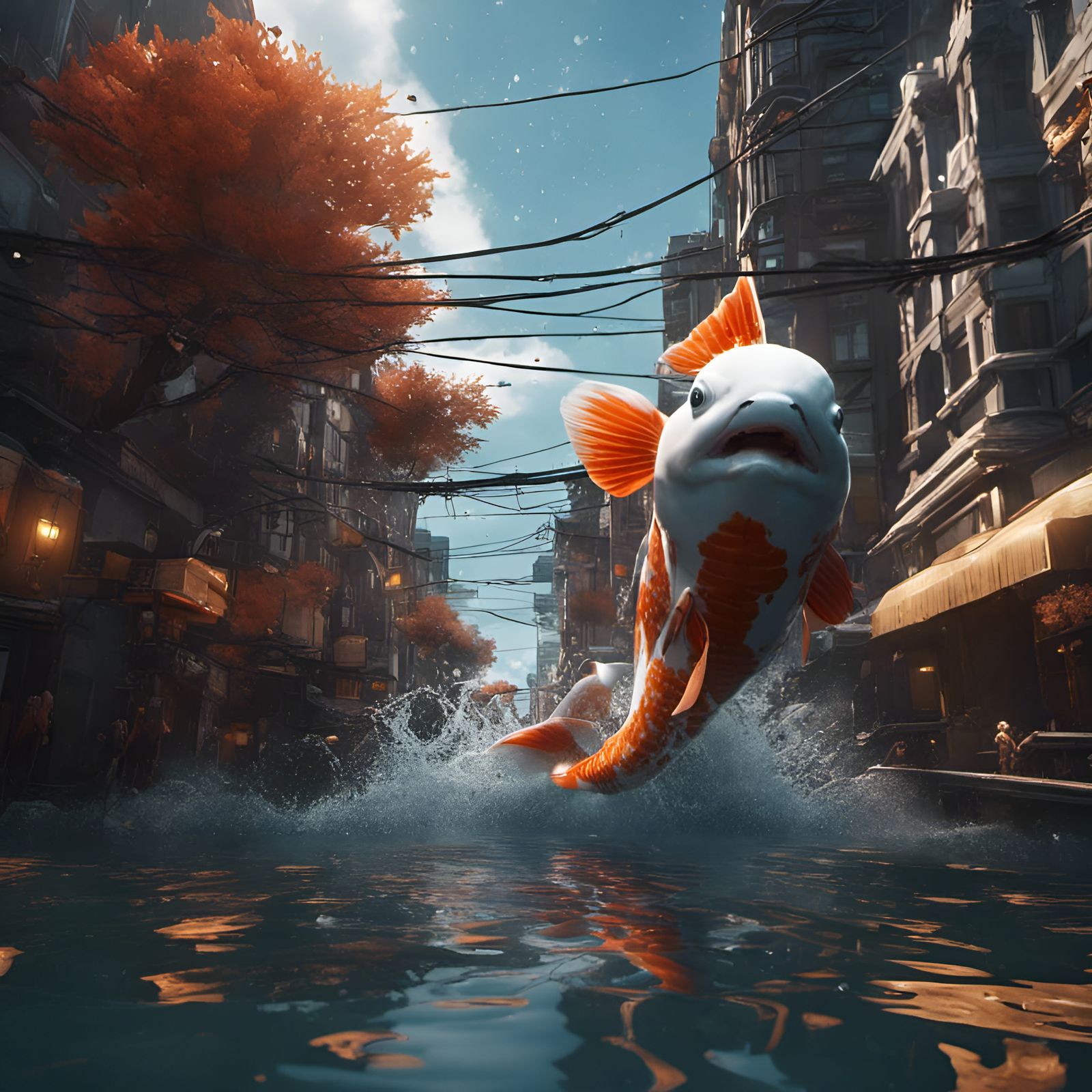 Flooded San Francisco: Underwater Koi Fantasy