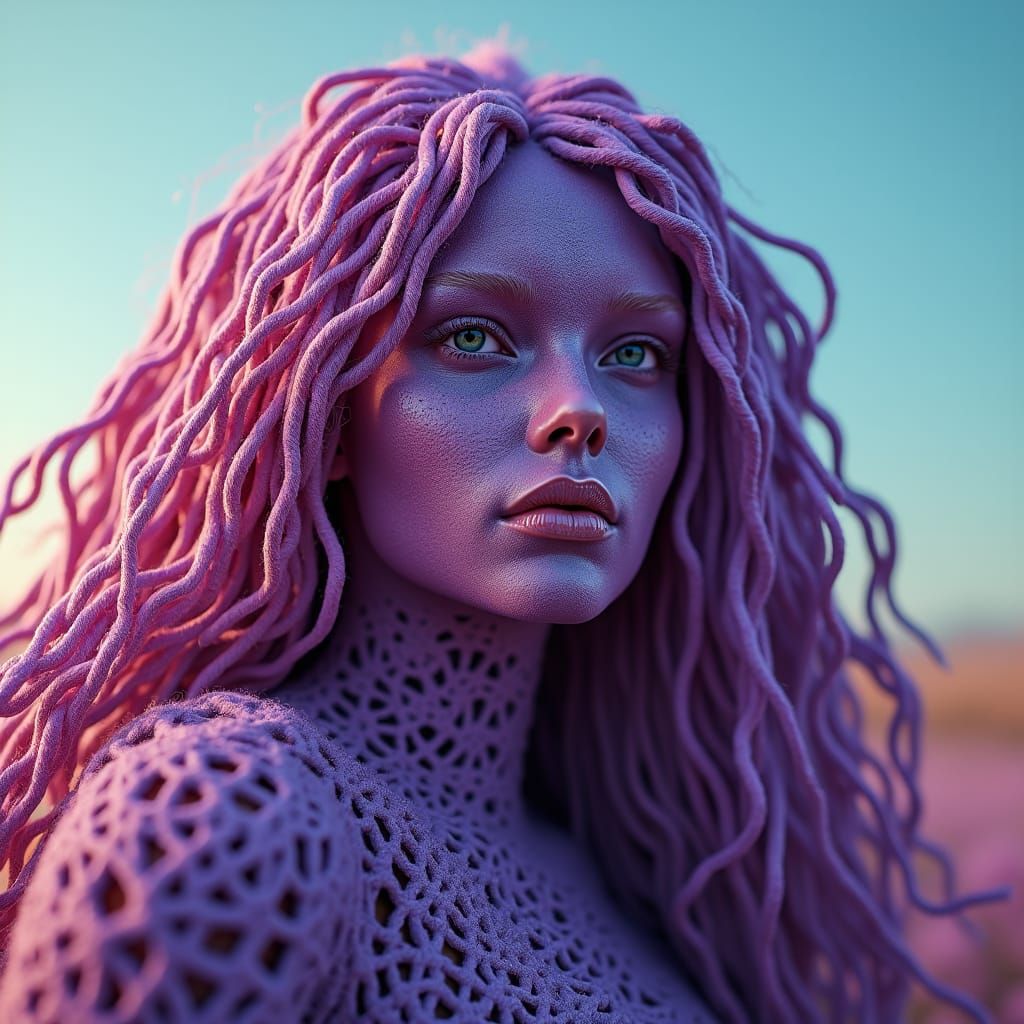 Yarn Woman: Digital Art in Matte Painting Style