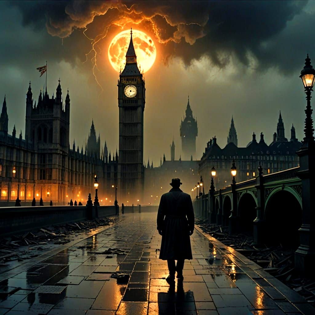 Surreal Dark Fantasy Scene on the River Thames