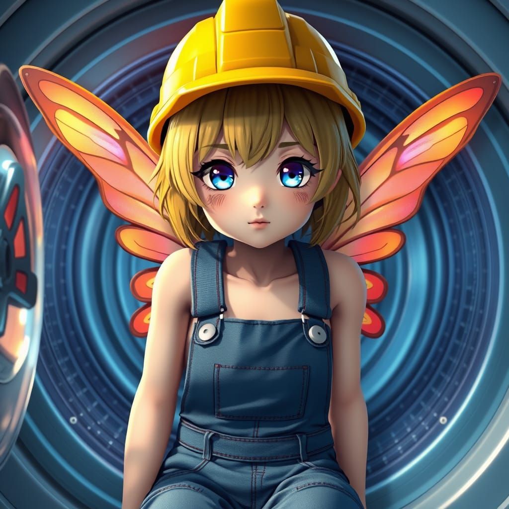 Anime Fairy Factory Worker in 3D Style