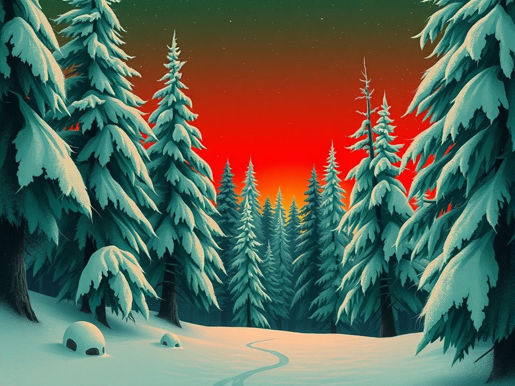 Ultraminimal Green and Red Retrofuturist Abstraction