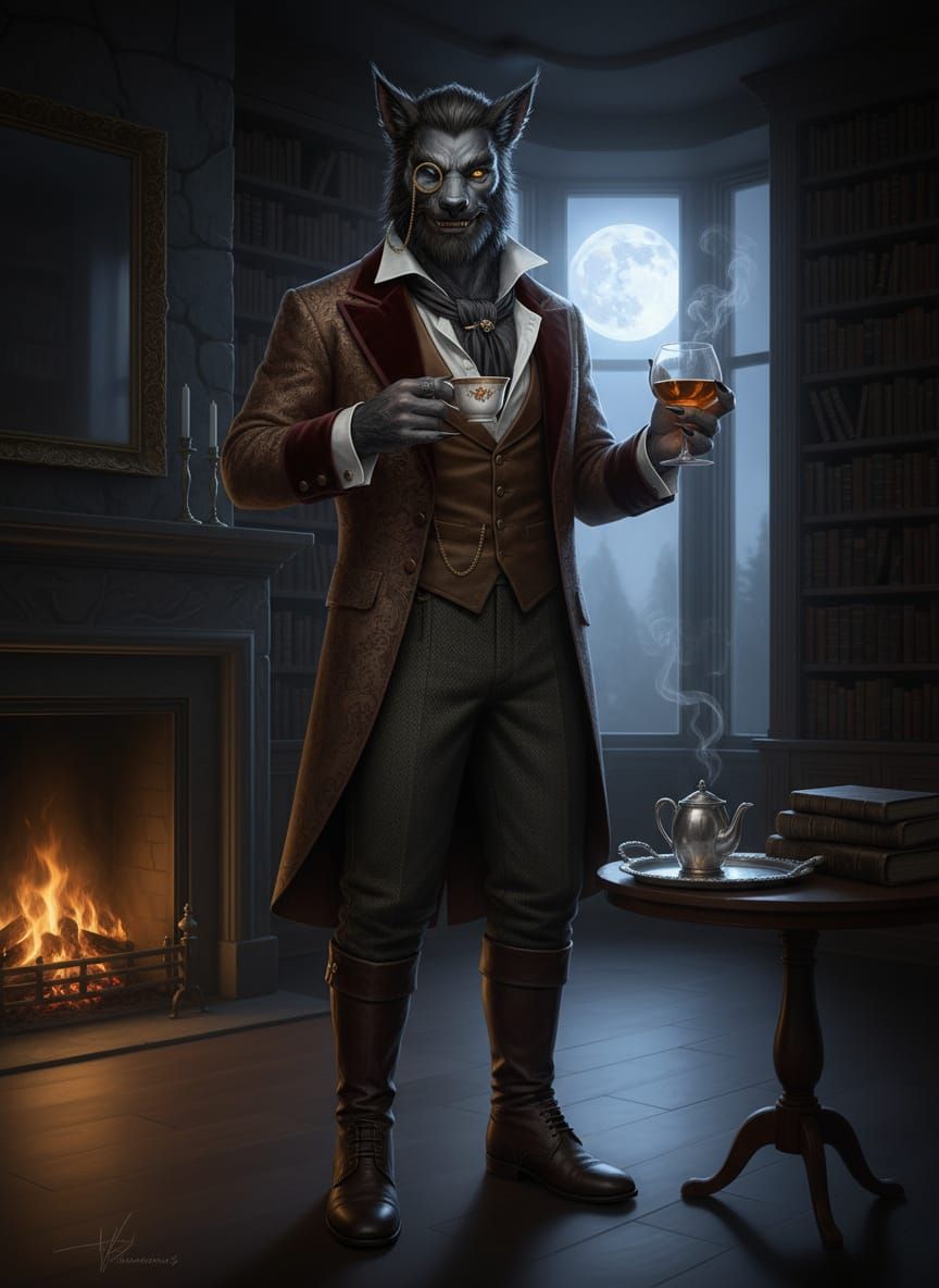 Gentleman Werewolf with Monocle: Sophisticated Beast