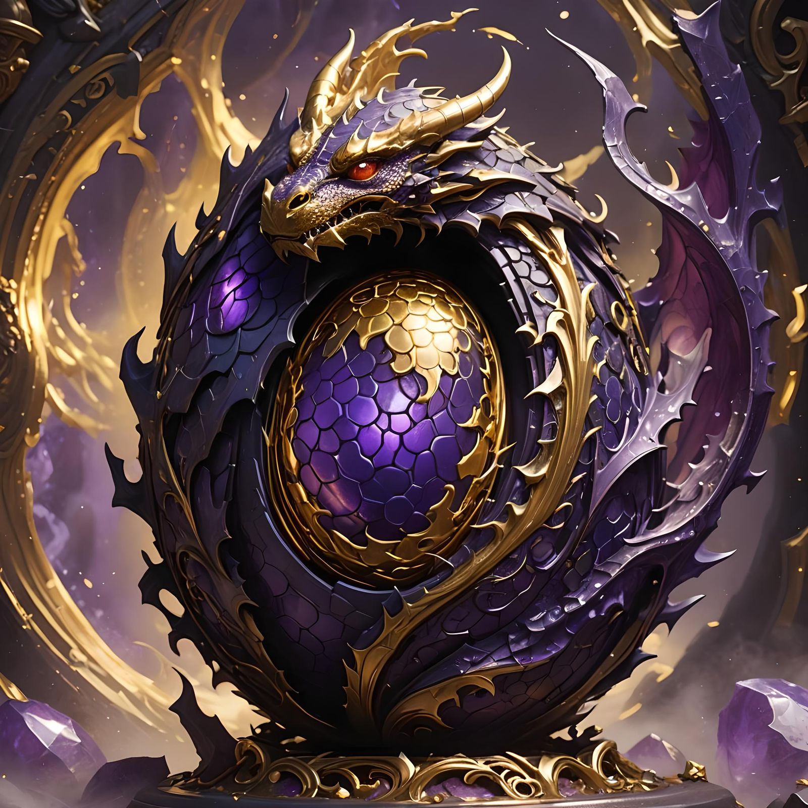 Cracking Dragon Egg in Dark Fantasy Style