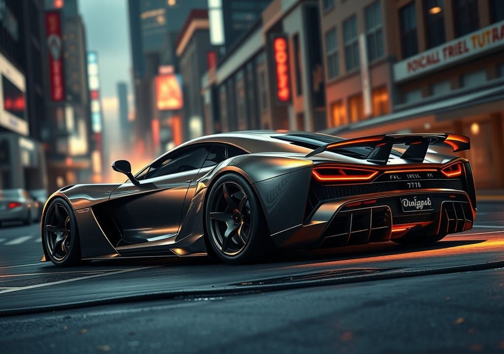 Exotic Supercar Showcase in Futuristic Cityscape