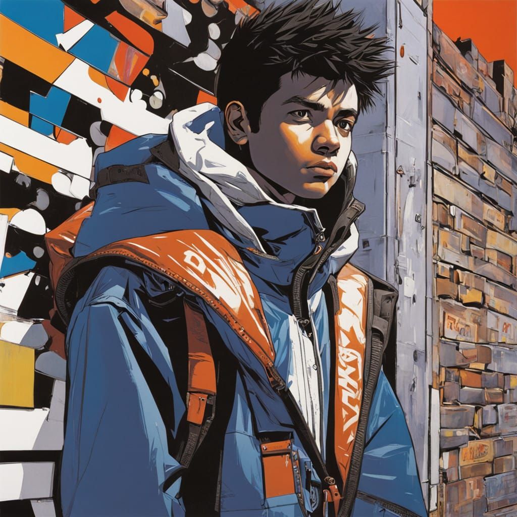 Youthful Rebel in Vibrant Urban Landscape