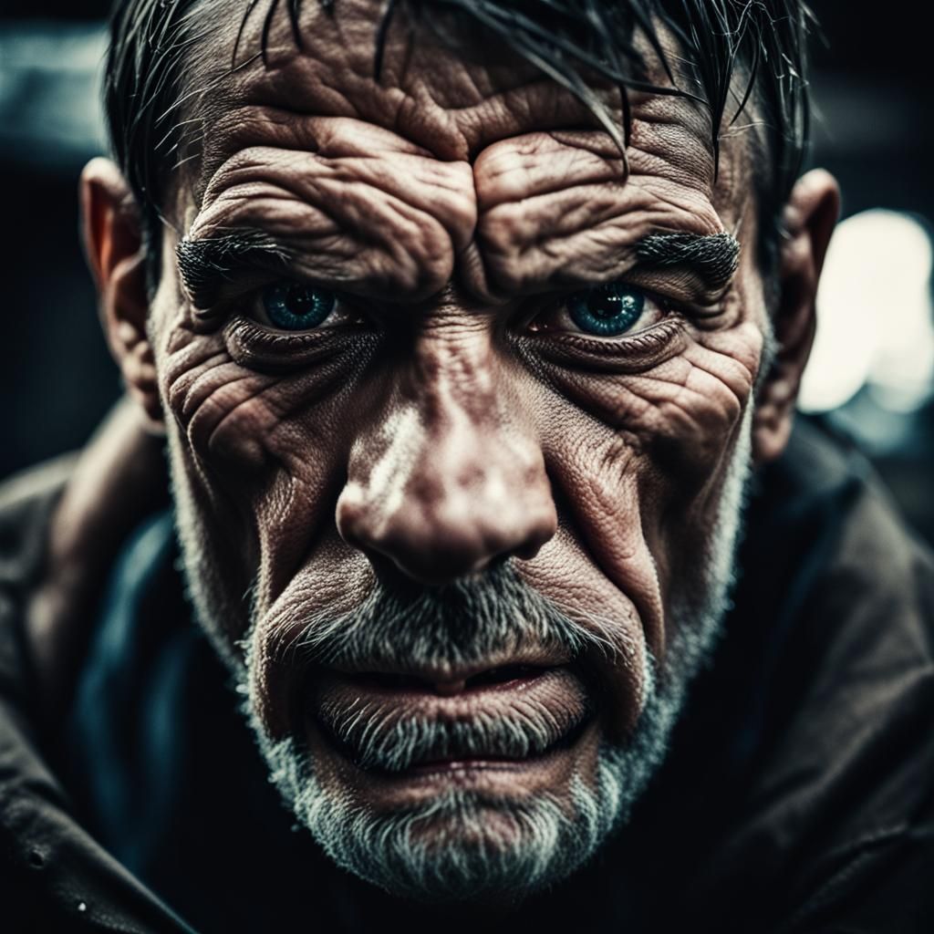 Tired Metalworker Portrait in Ambient Light