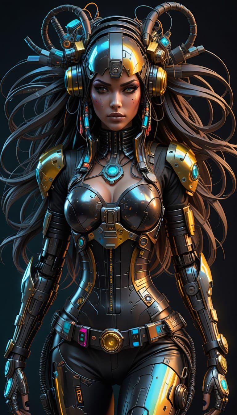 Cyberpunk Pirate Goddess in High-Fashion Attire