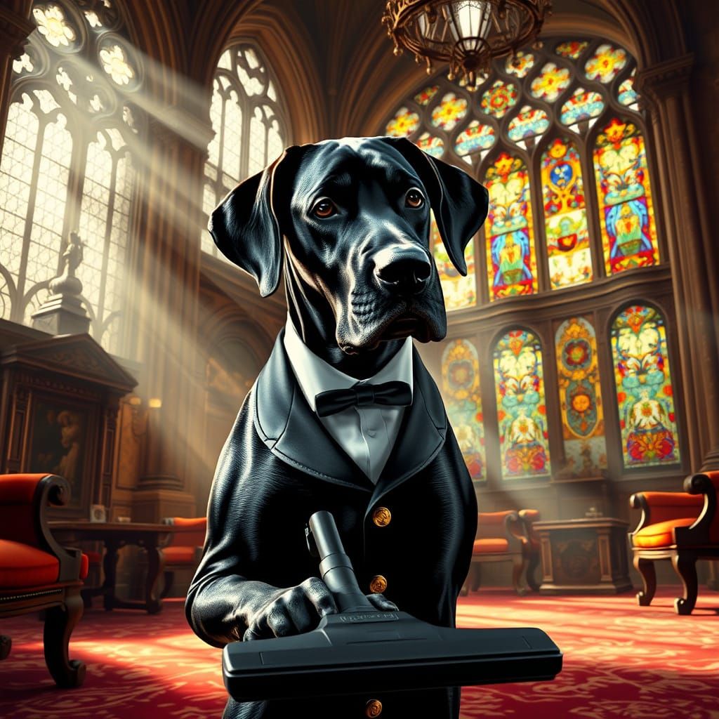 Grand Gothic Butler Dog in Photorealistic Style