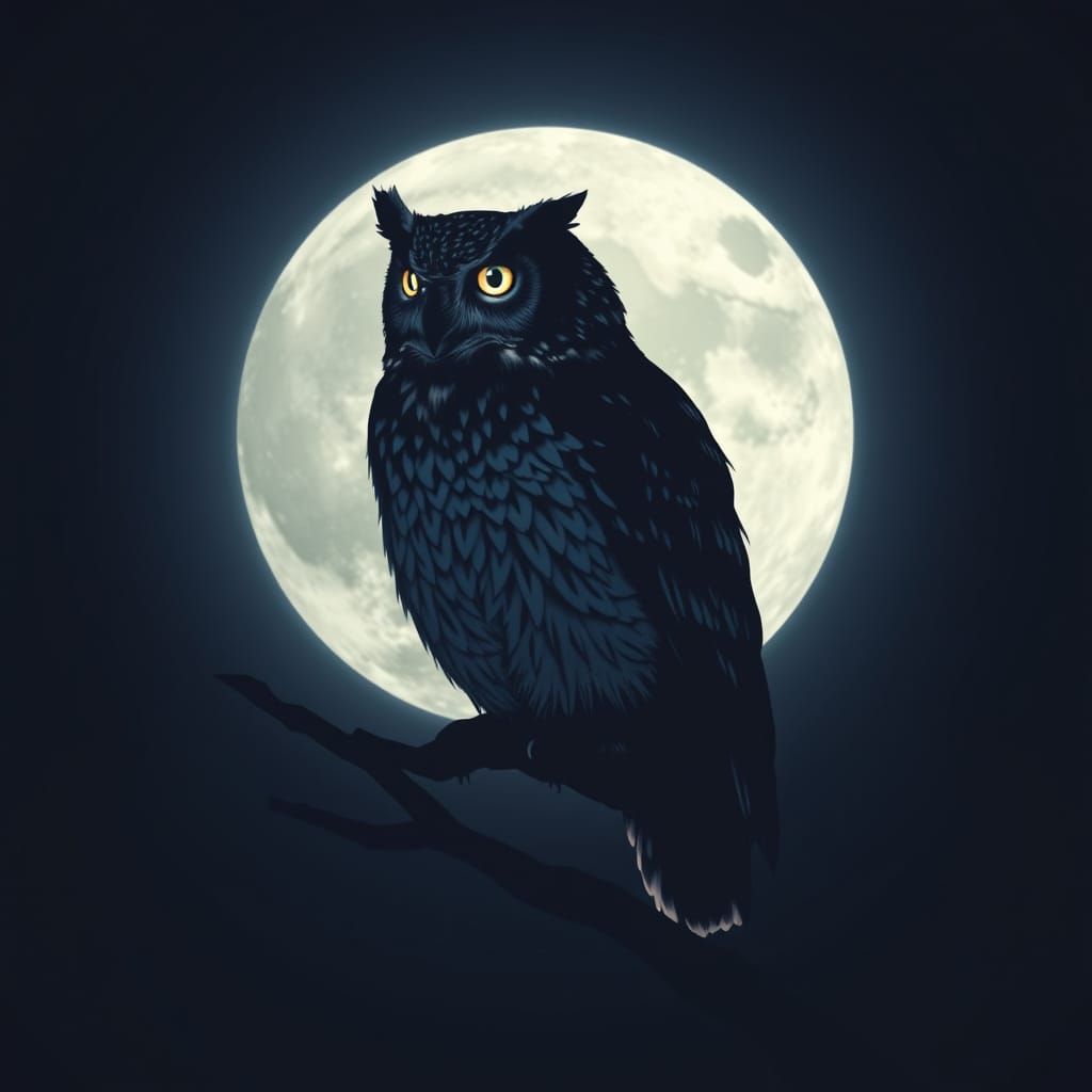 Majestic Owl Silhouetted Against Luminous Moon