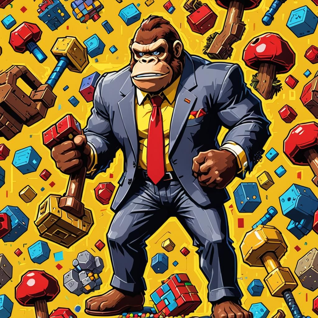 Donkey Kong Ready for Business in Pixel Art Style