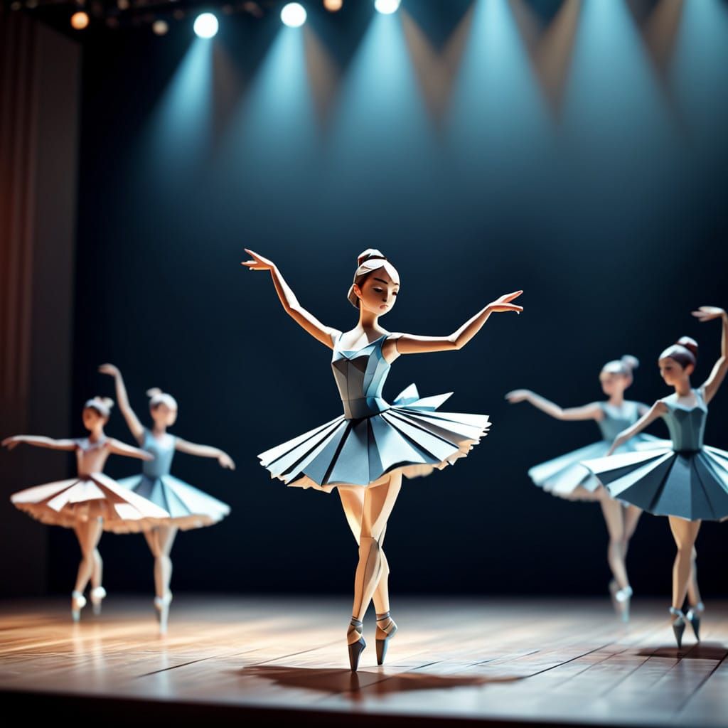 Ballerina in Elegant Origami Papercraft Style