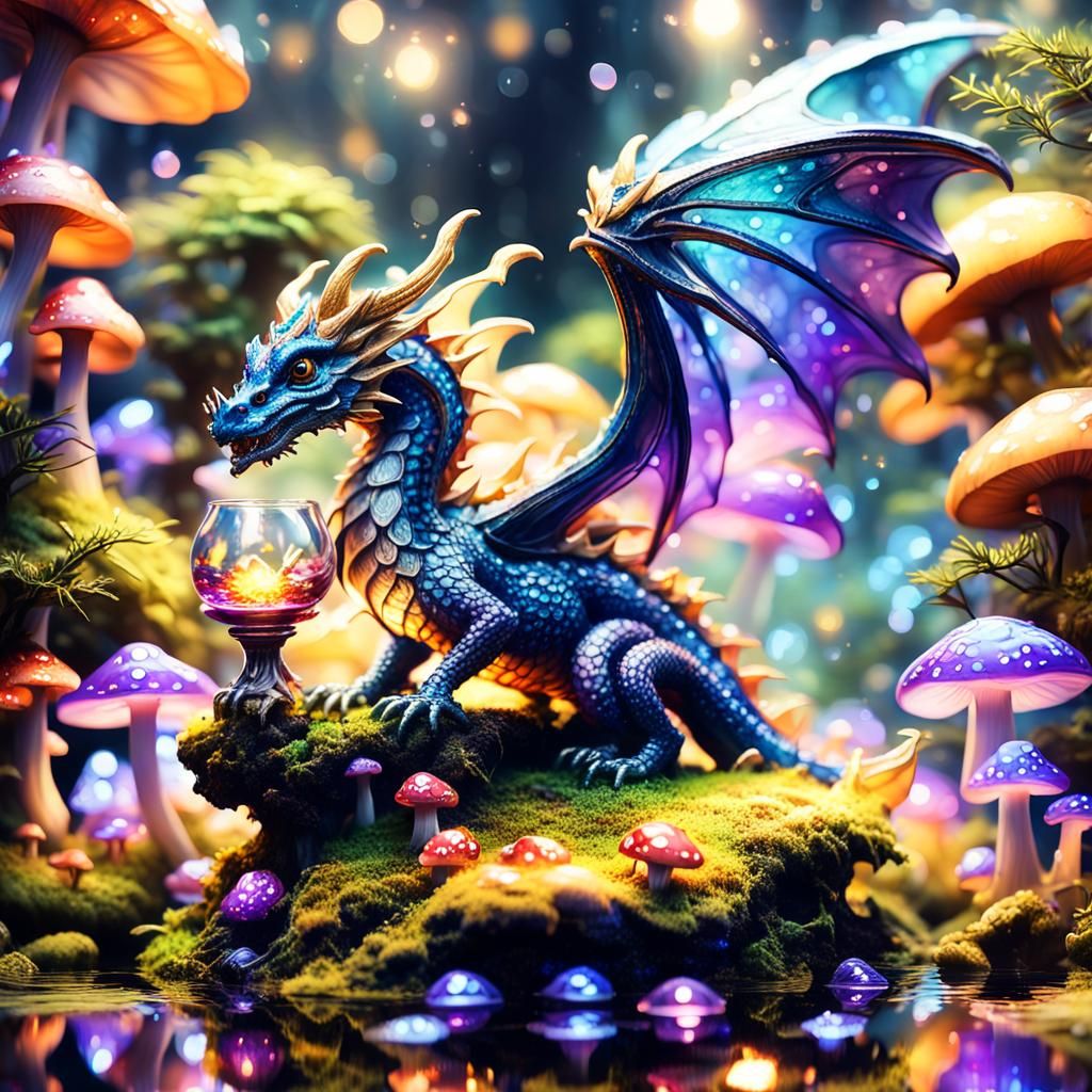 Glass Dragon in Mystical Forest Concept Art