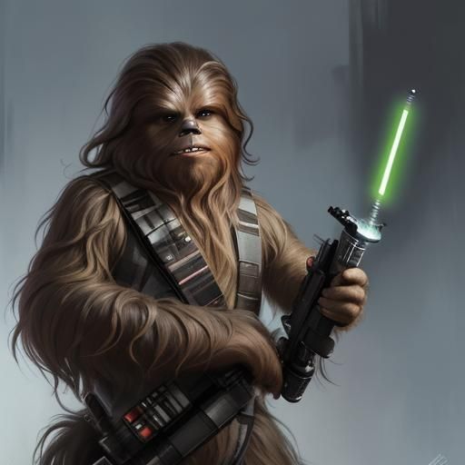 Sinister Chewbacca with Lightsaber by Rutkowski Style
