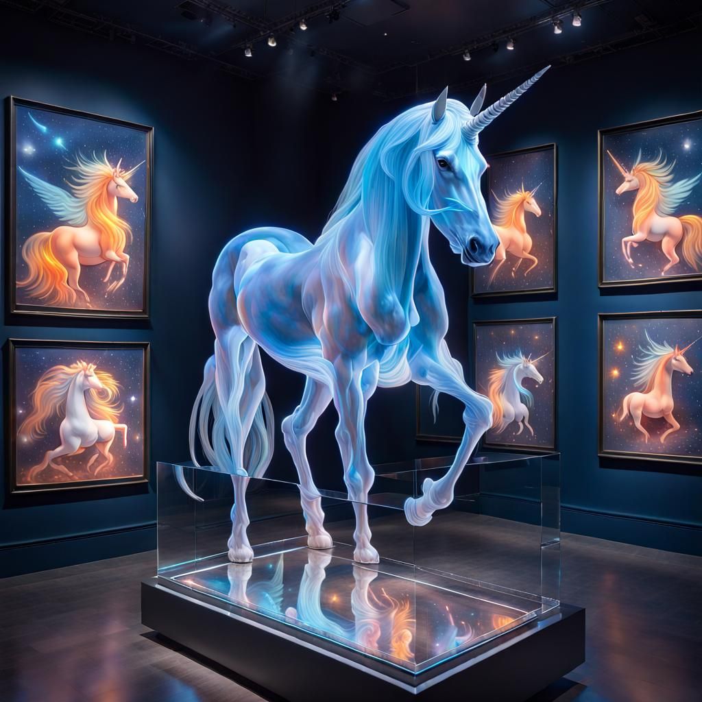 Holographic Unicorn in Intergalactic Museum