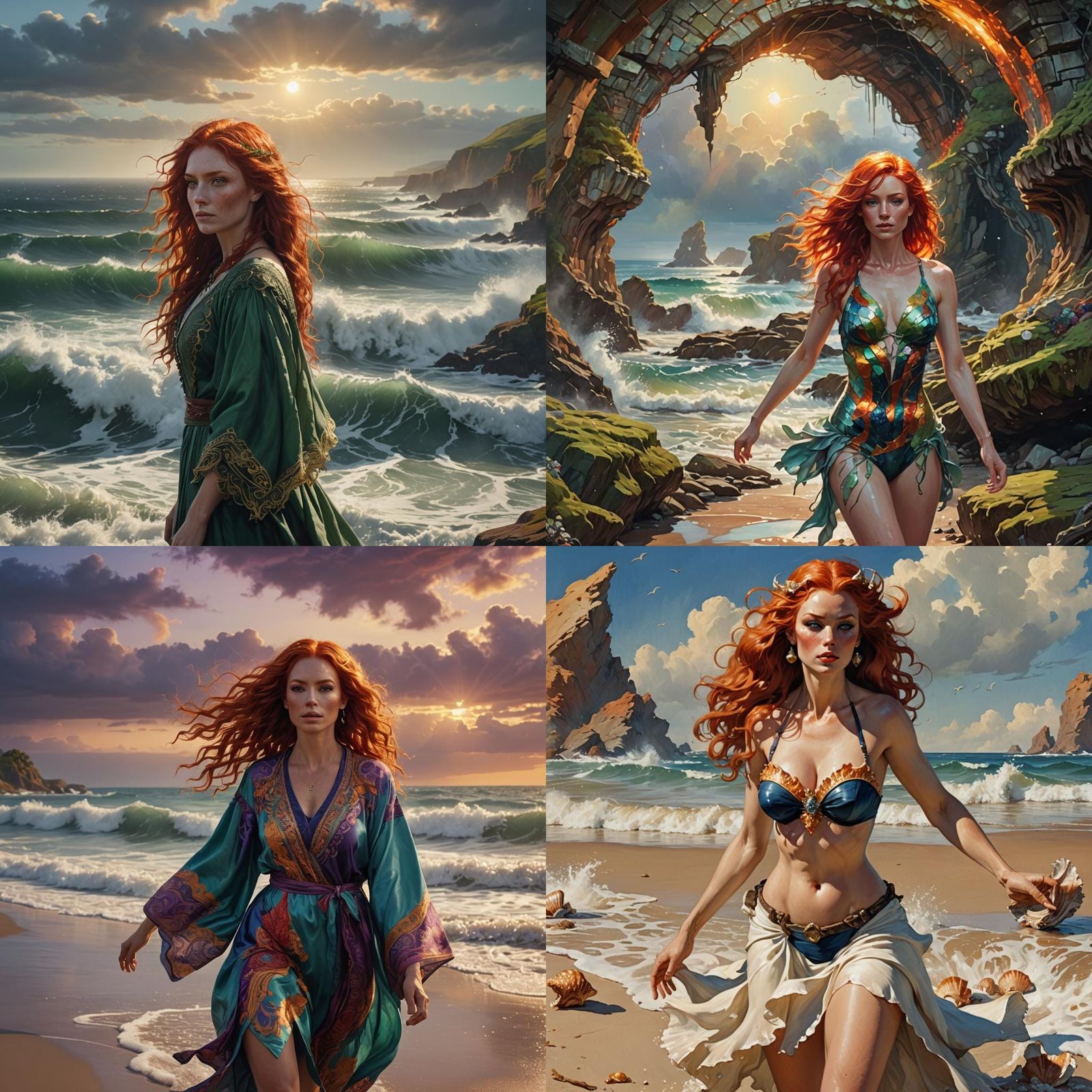 Woman on Beach in Detailed Fantasy Art
