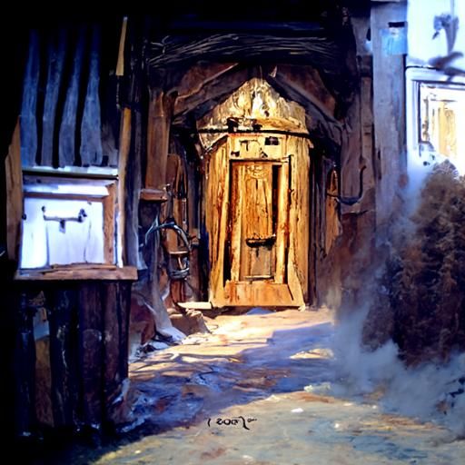 Dusty Oaken Doors: Oil Painting