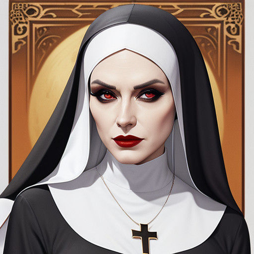 Seductive Evil Nun in Dark Altered Reality Art