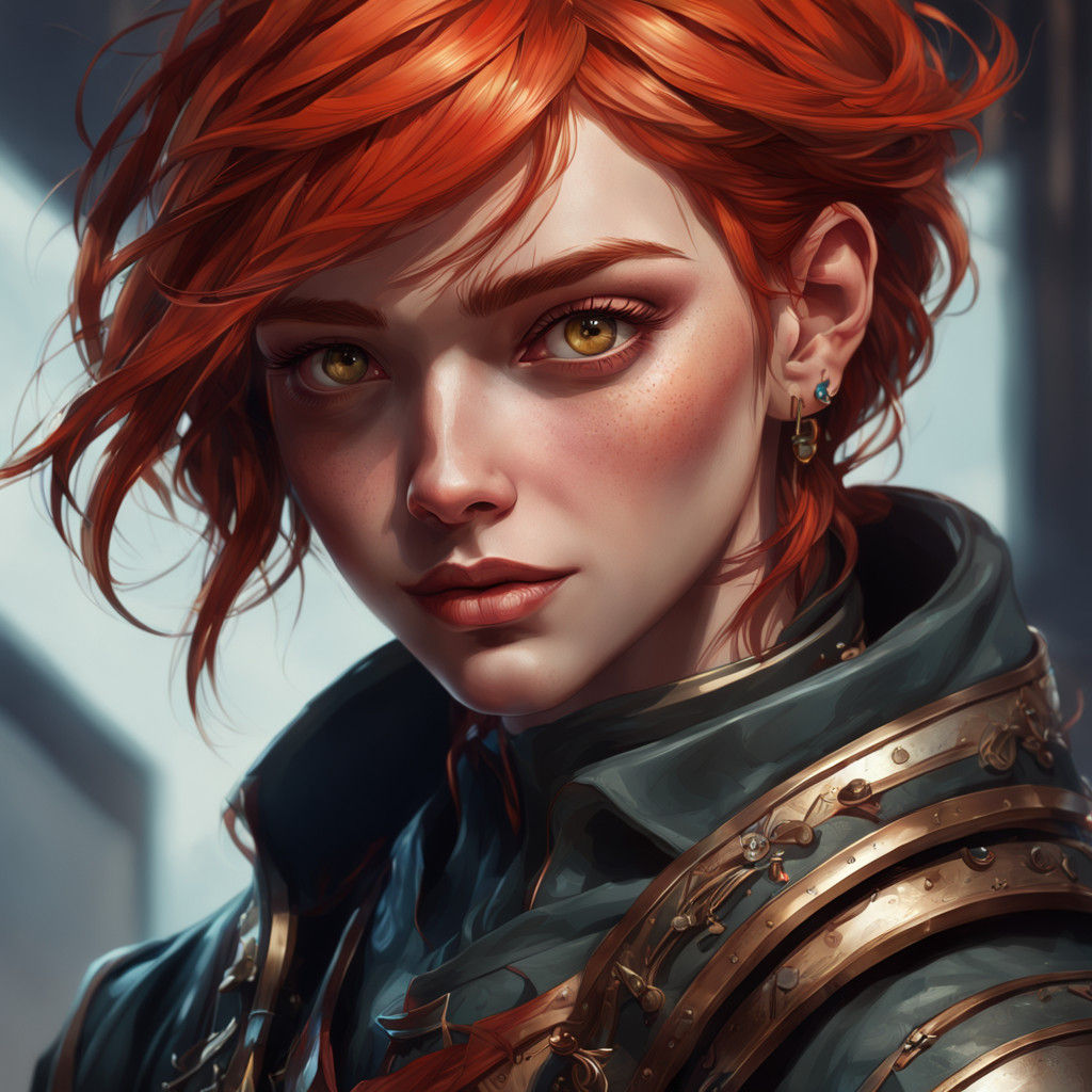 Vibrant Redhead with Piercing in Hyperdetailed Portrait Art