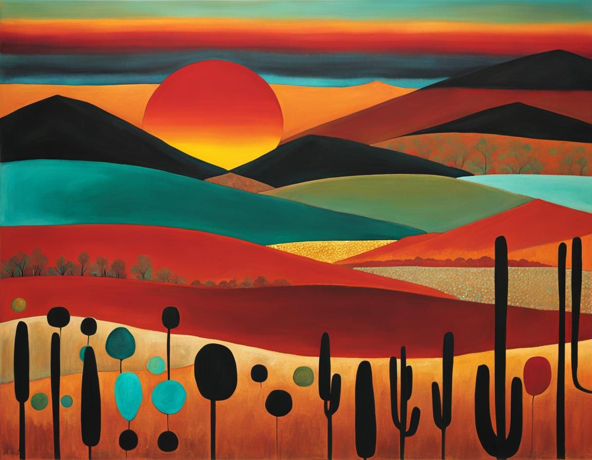 Petroglyph Desert Sunset in Layered Alcohol Inks