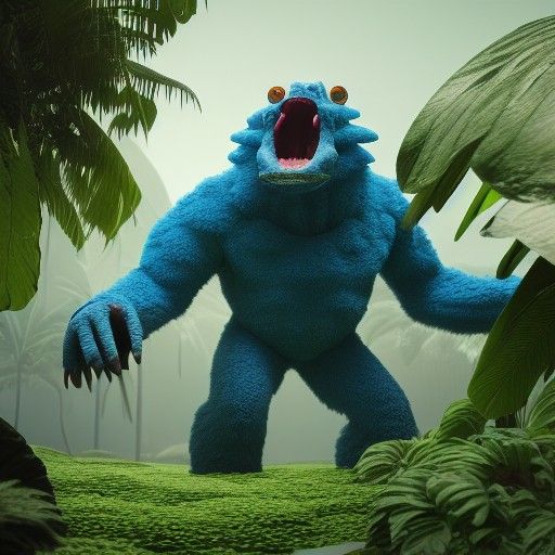 Jungle Monster in Vaporwave Octane Render