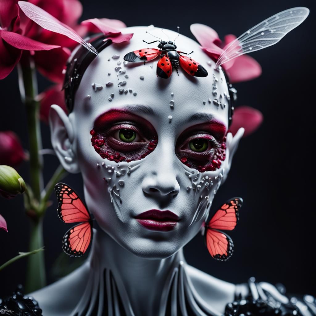Ladybug High Fashion Model in Surreal Macro Photography
