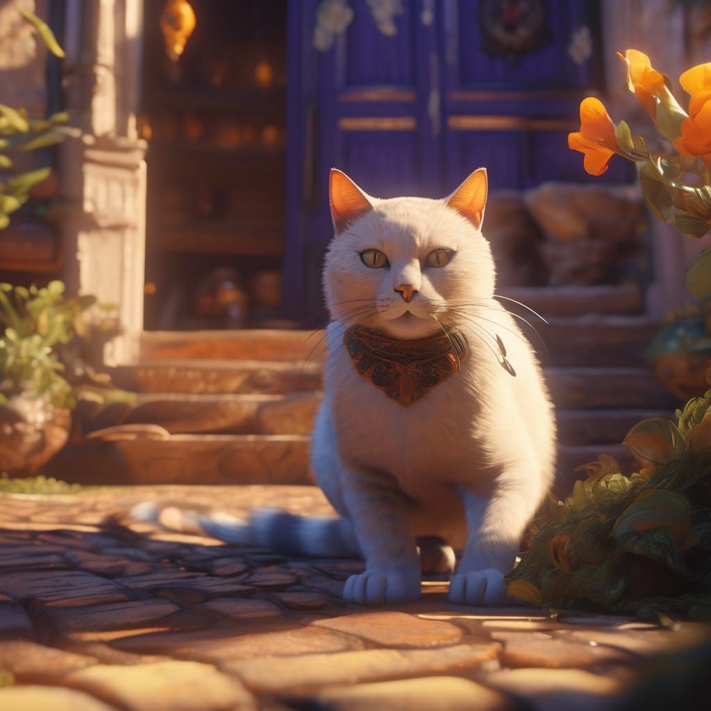 Cat and Mouse Chase: Whimsical Fantasy Art