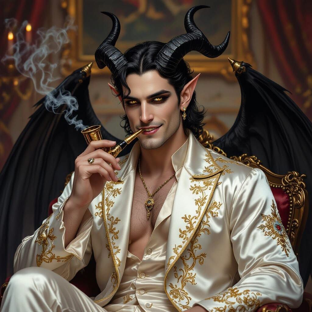 Demon Aristocrat Leonard La Marquis in Opulent Hell Salon