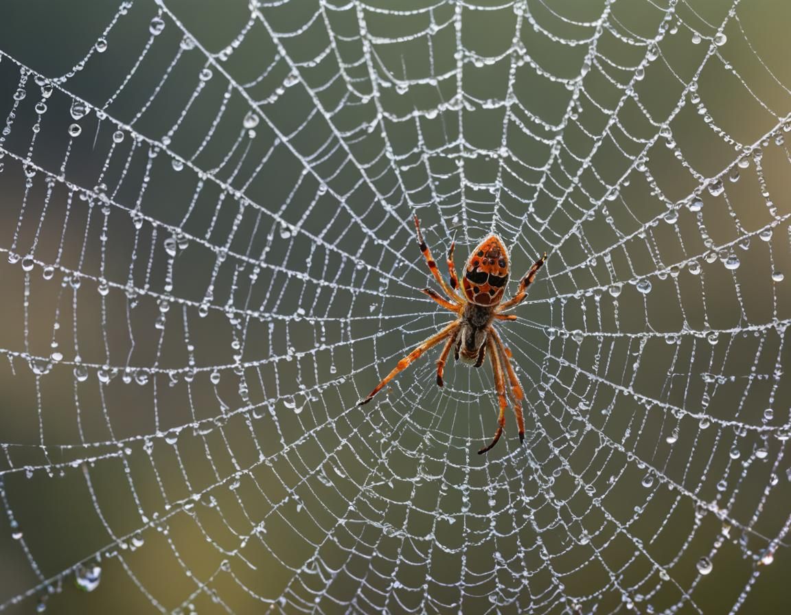 Colorful Spider Web in Extreme Macro Photography