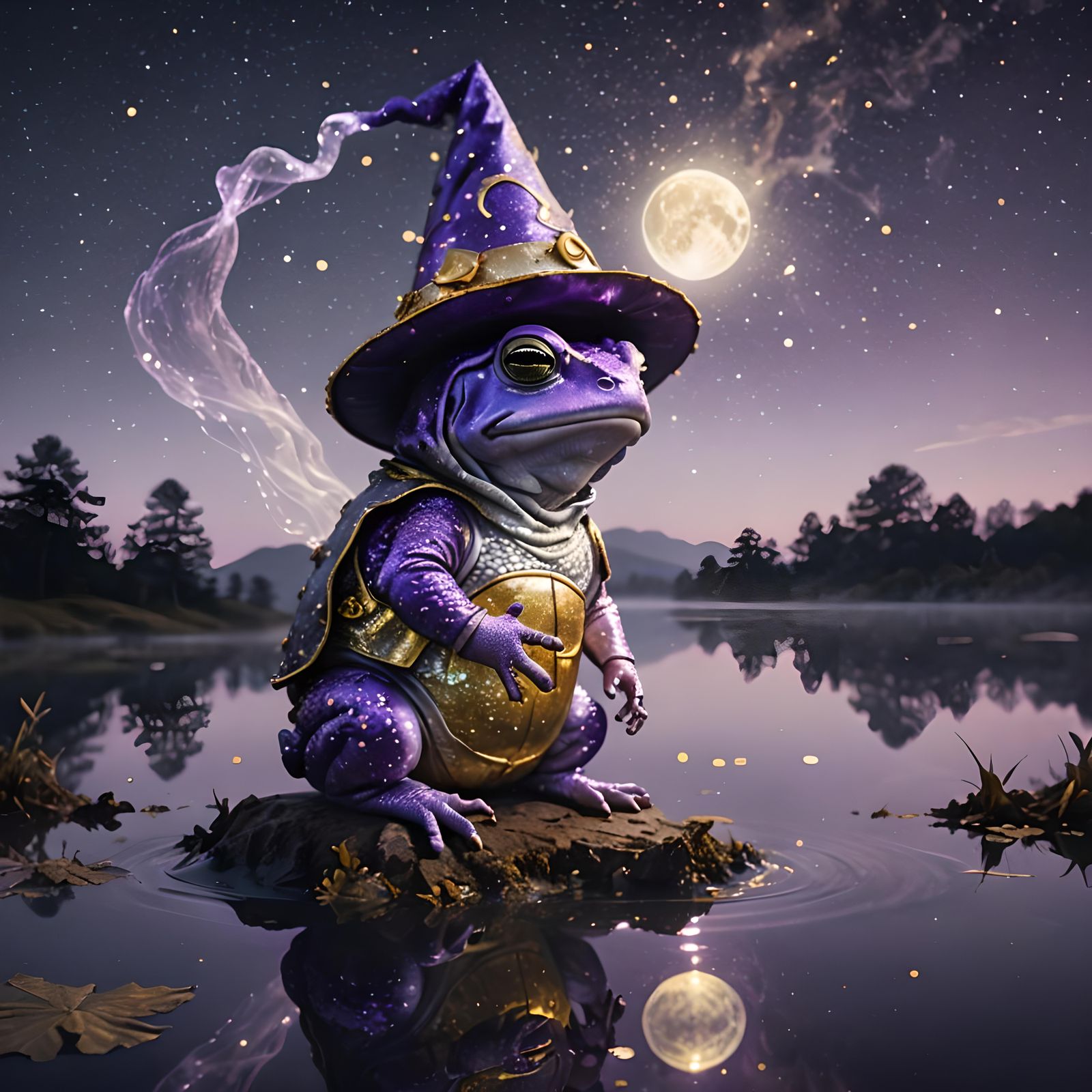 Chibi Toad Wizard Double Exposure Portrait