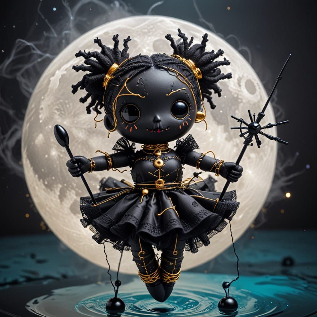 Adorable Voodoo Doll in a Whirlpool of Golden Light
