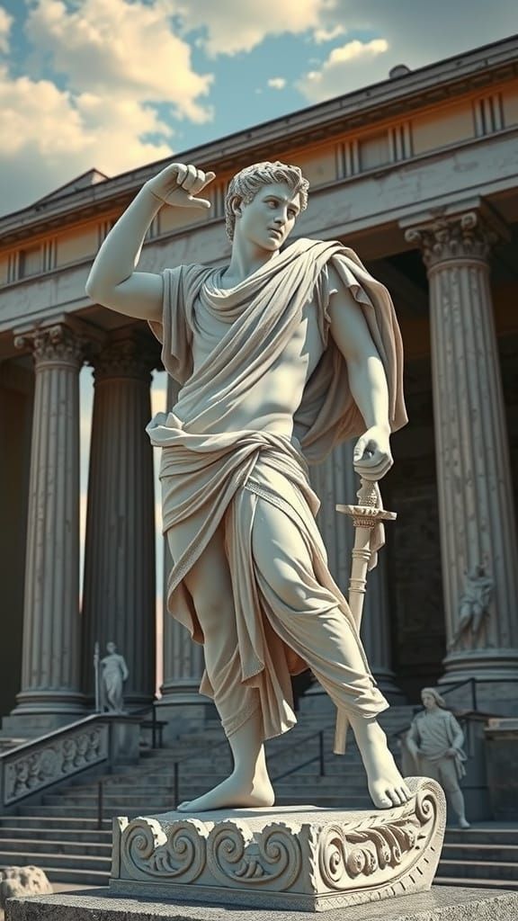 Ancient Roman Warrior in Epic Temple Setting