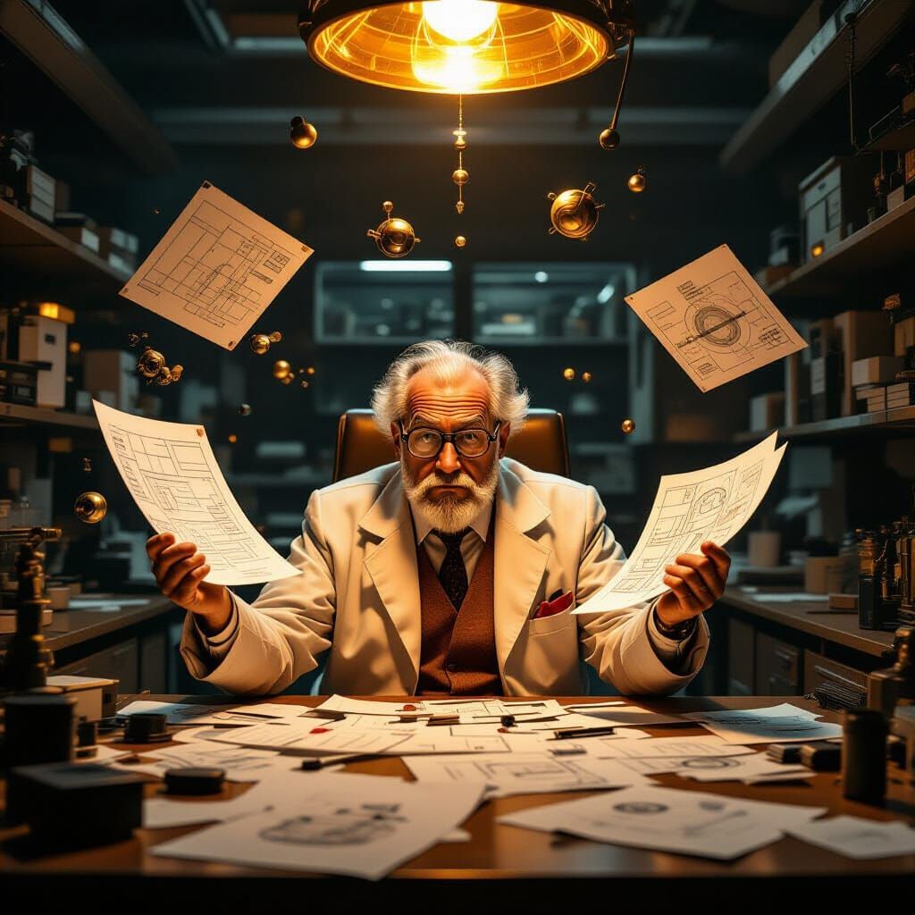 Mad Professor's Chaotic Rocket Science Lab: A Dystopian Visi...