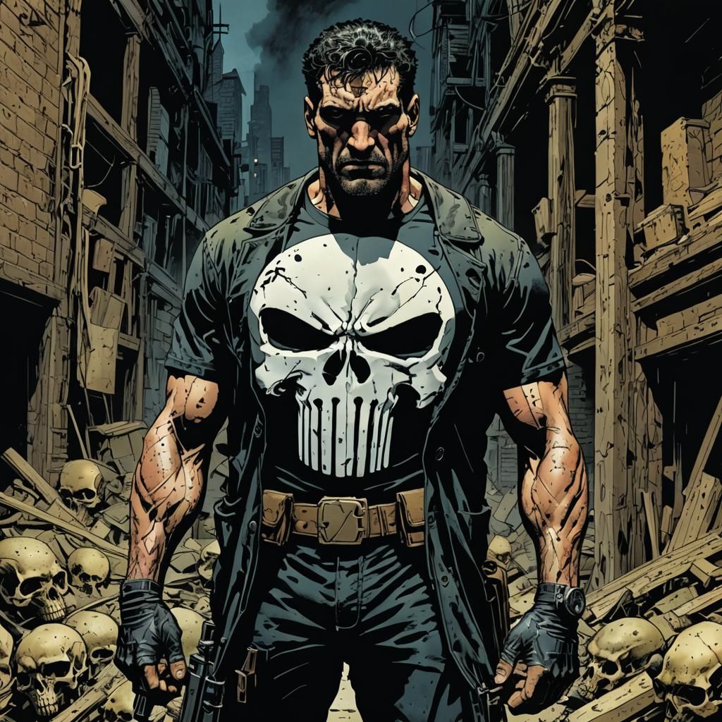 The Punisher in Classic Comic Book Style