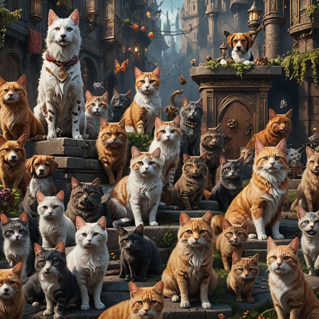 Fantastical Cats and Dogs: Detailed Matte Painting
