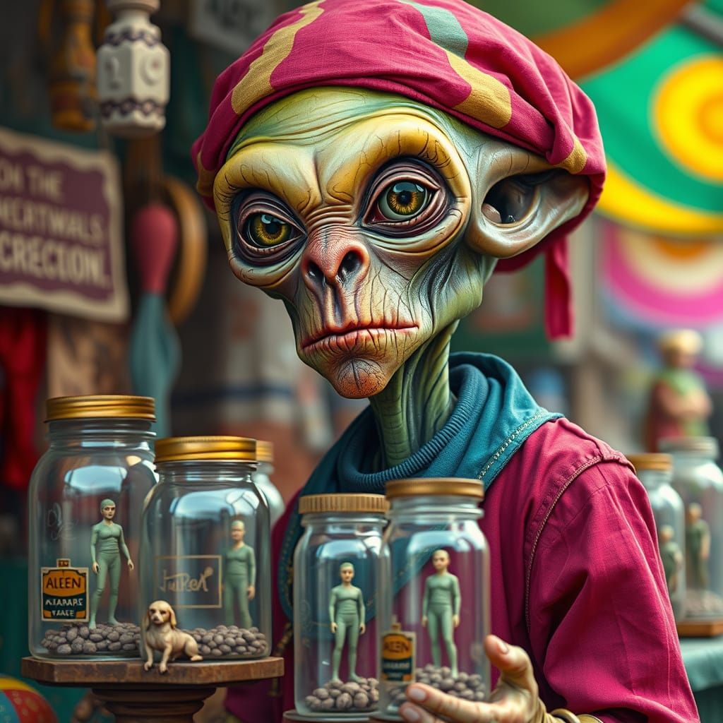 Alien Vendor's Eccentric Market Stall