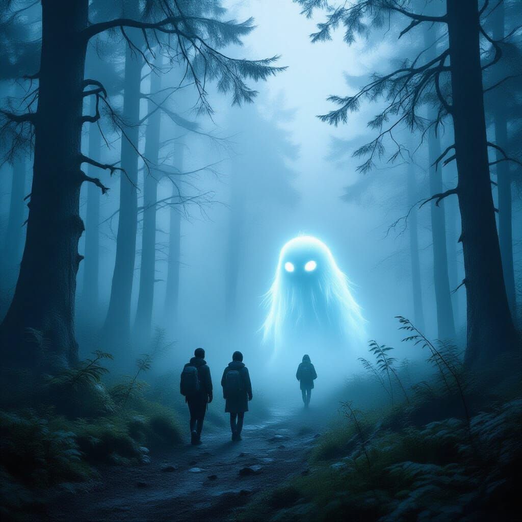 Enchanted Fog Creature in Surreal Misty Forest