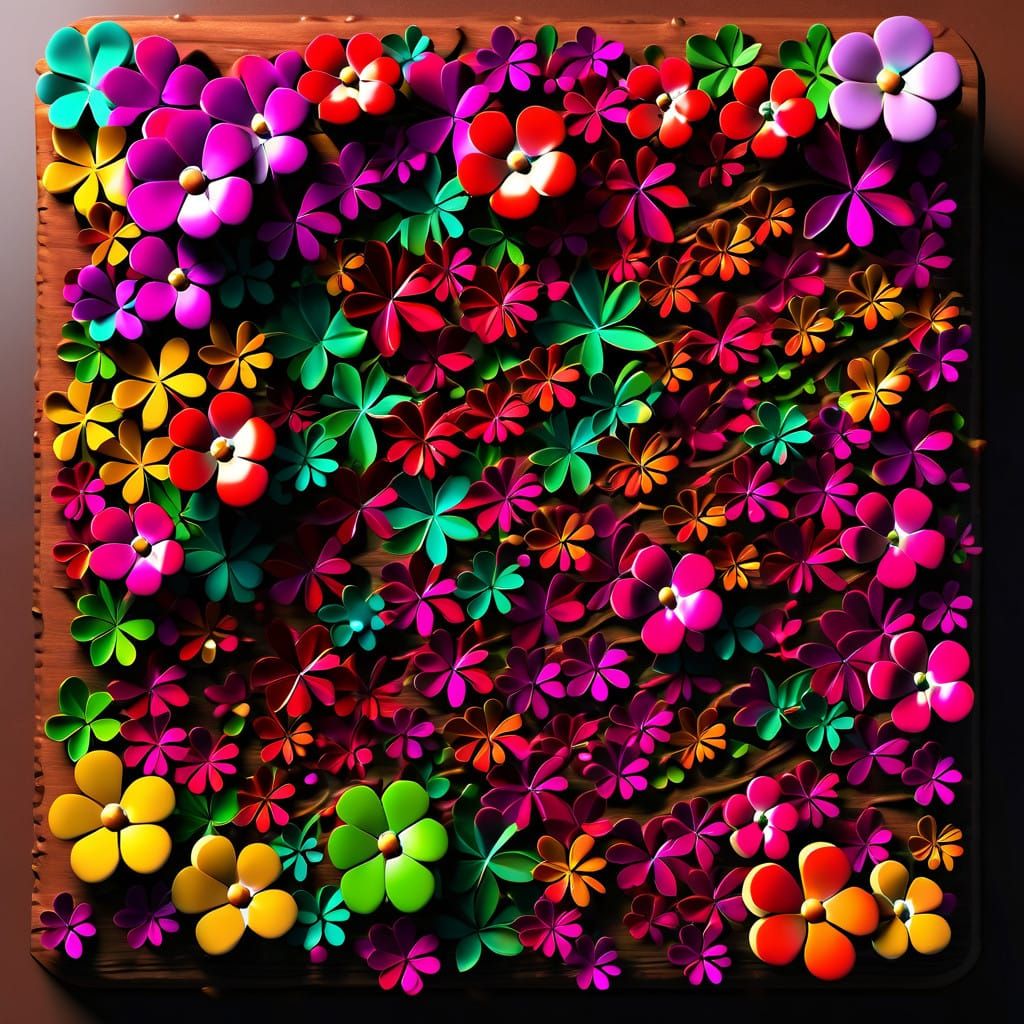 Vibrant Pink Hedge Surrounds Worn Paperboard Game Piece in W...