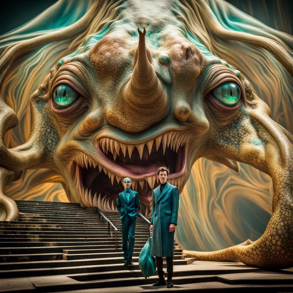 Extravagant Alien Characters in Cosmic Dreamscape